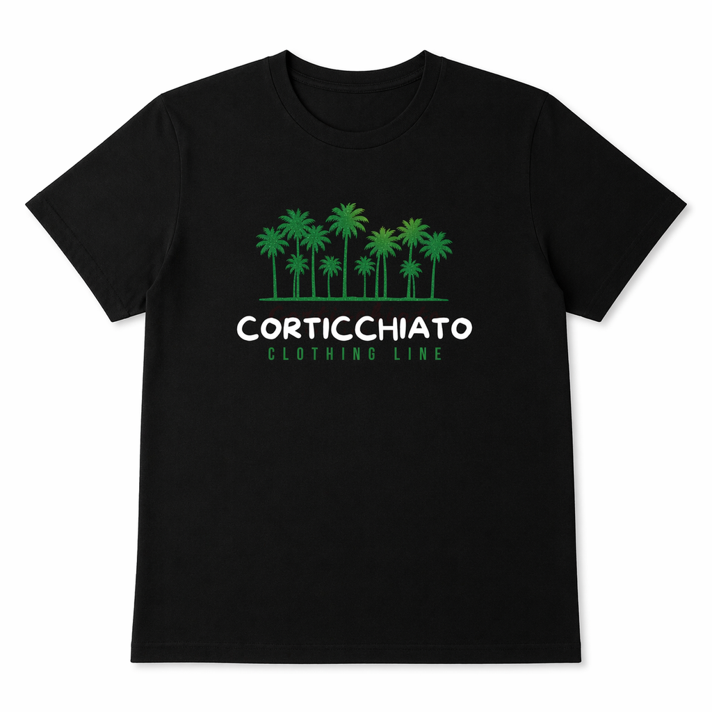 Teeshirt Noir Logo Palmiers verts